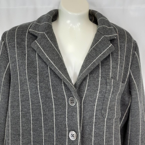 Lauren Ralph Lauren Merino Wool Button Down Pinstripe Blazer, Petite Small - Picture 3 of 16
